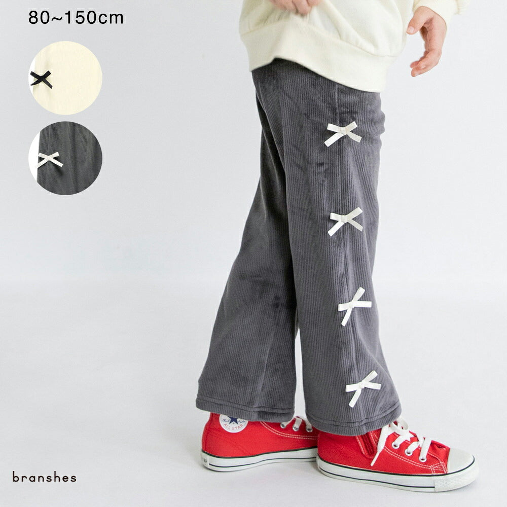 日本童裝 Branshes 蝴蝶結抓毛長褲 80-150cm 女童款 冬季 PANTS