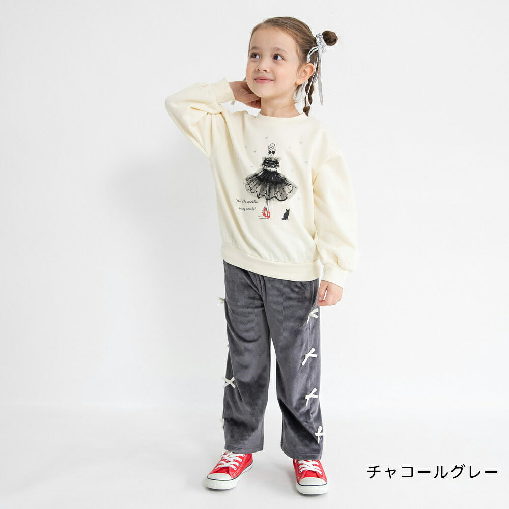 日本童裝 Branshes 蝴蝶結抓毛長褲 80-150cm 女童款 冬季 PANTS