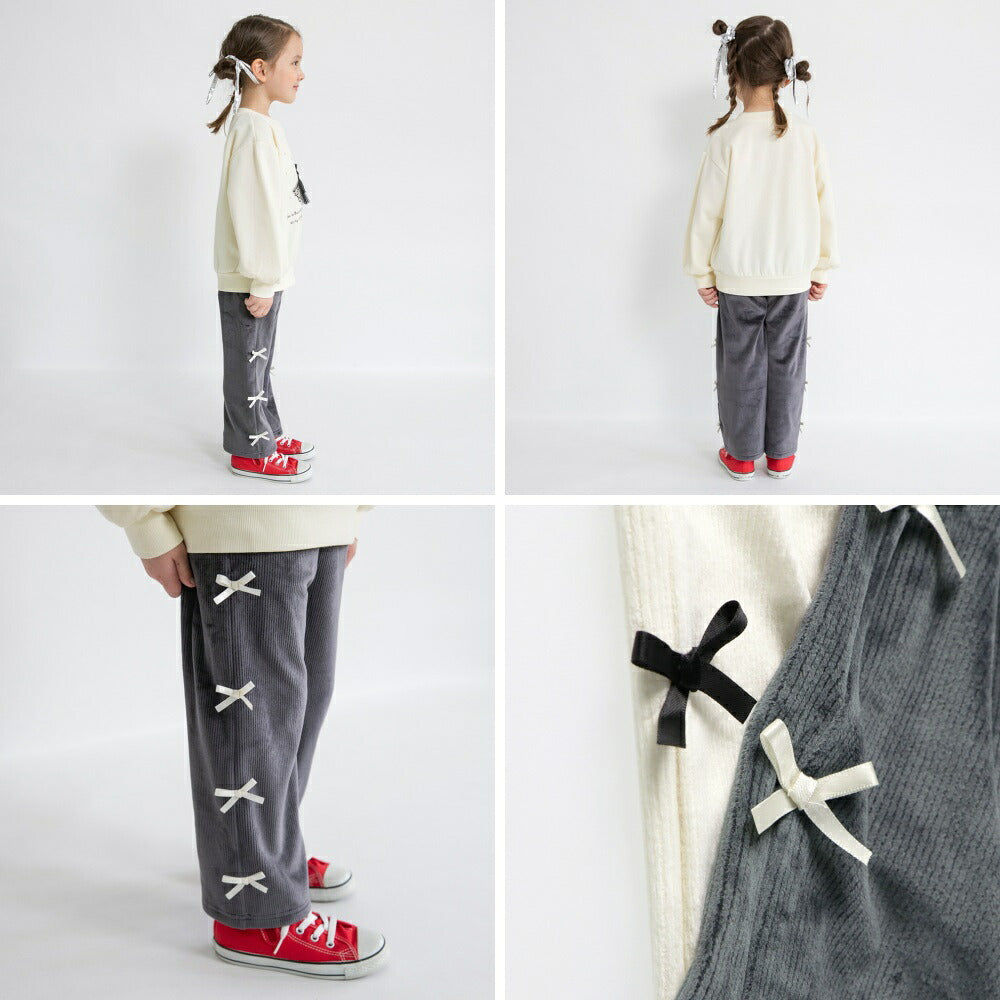 日本童裝 Branshes 蝴蝶結抓毛長褲 80-150cm 女童款 冬季 PANTS