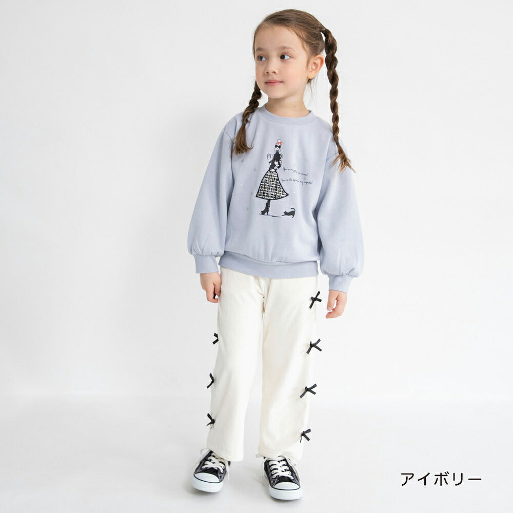 日本童裝 Branshes 蝴蝶結抓毛長褲 80-150cm 女童款 冬季 PANTS