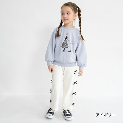 日本童裝 Branshes 蝴蝶結抓毛長褲 80-150cm 女童款 冬季 PANTS