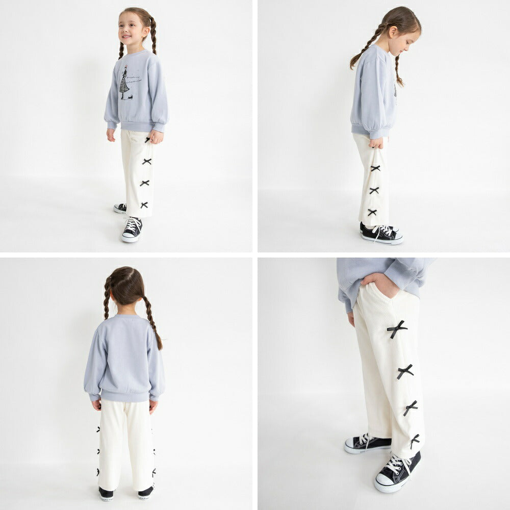 日本童裝 Branshes 蝴蝶結抓毛長褲 80-150cm 女童款 冬季 PANTS