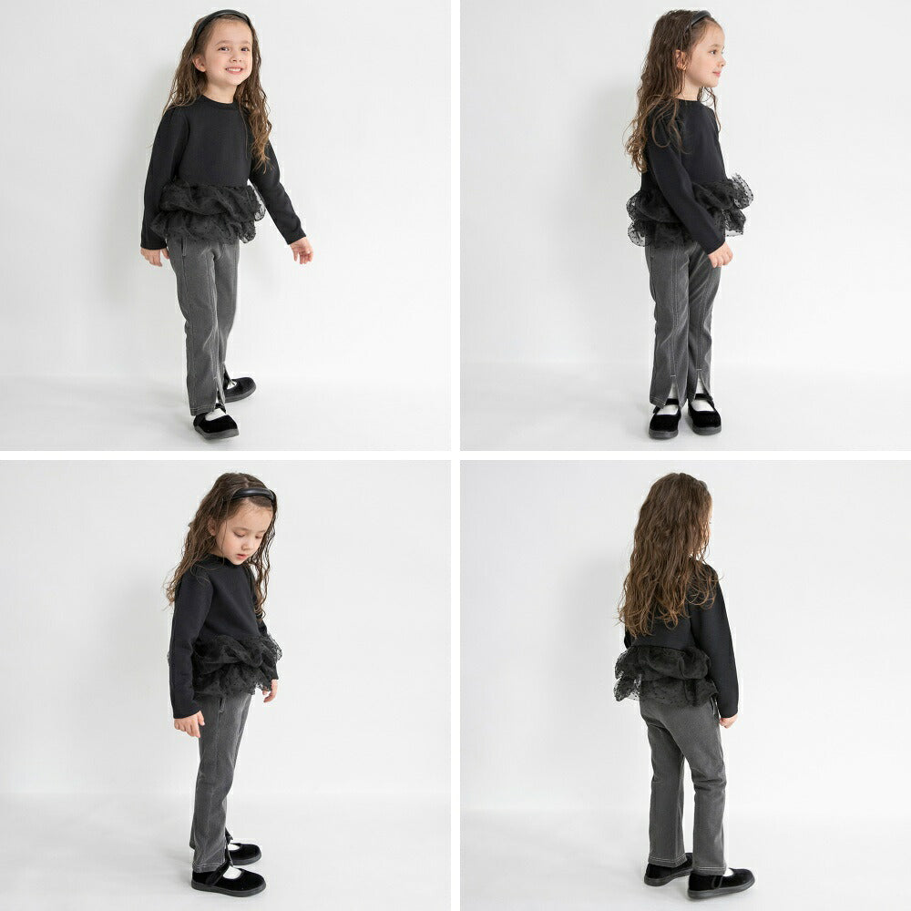 日本童裝 Branshes 抓毛開衩長褲 80-150cm 女童款 冬季 PANTS