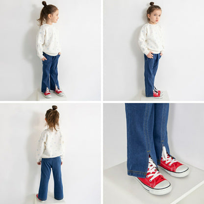 日本童裝 Branshes 抓毛開衩長褲 80-150cm 女童款 冬季 PANTS