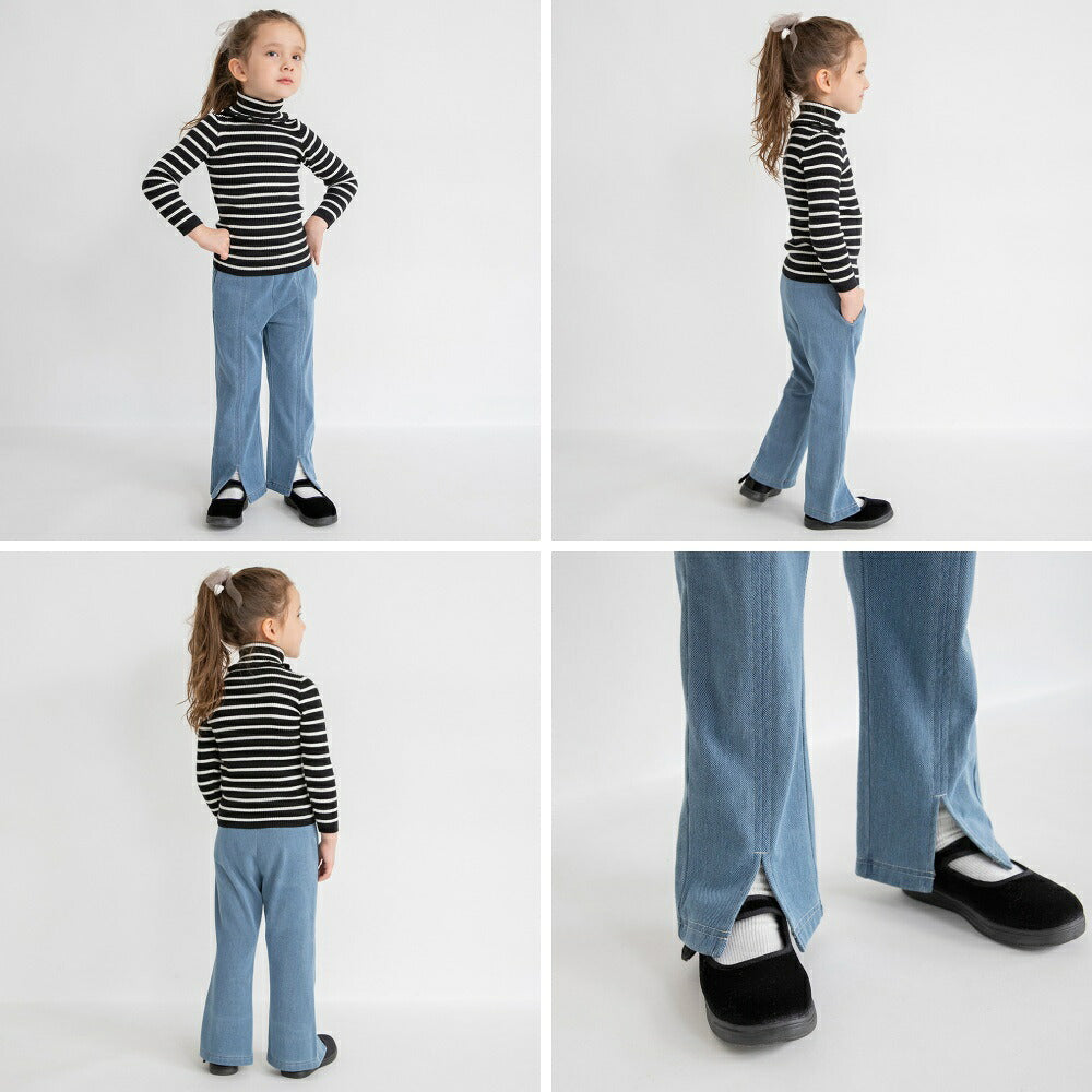 日本童裝 Branshes 抓毛開衩長褲 80-150cm 女童款 冬季 PANTS