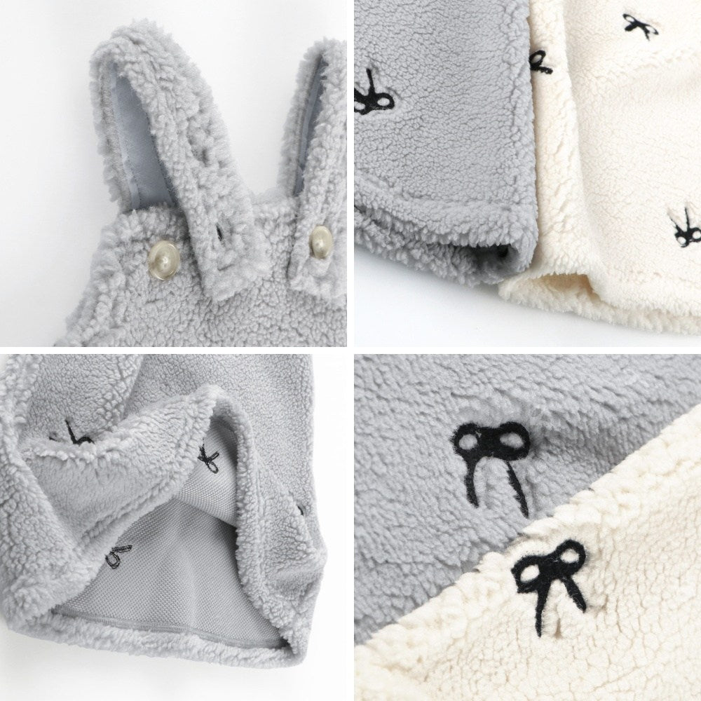 日本童裝 Branshes 緞帶刺繡毛毛吊帶裙 80cm 女童款 冬季 DRESSES