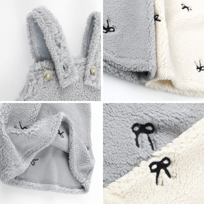 日本童裝 Branshes 緞帶刺繡毛毛吊帶裙 80cm 女童款 冬季 DRESSES