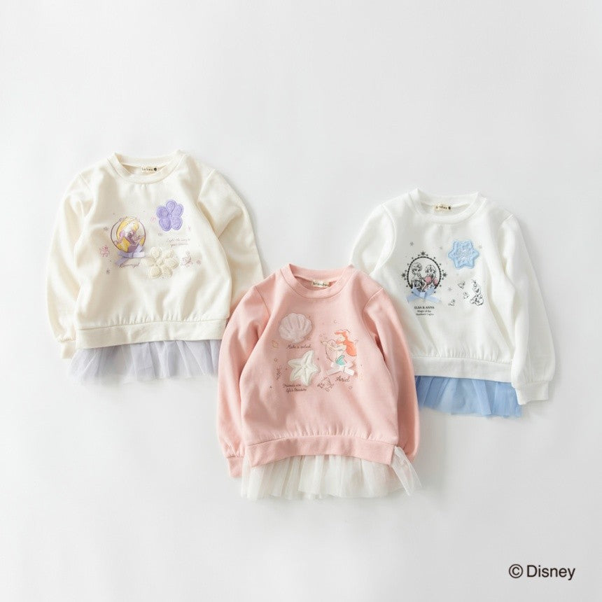 日本童裝 Branshes x Disney 抓毛拼紗衛衣 90-130cm 女童款 冬季 TOPS