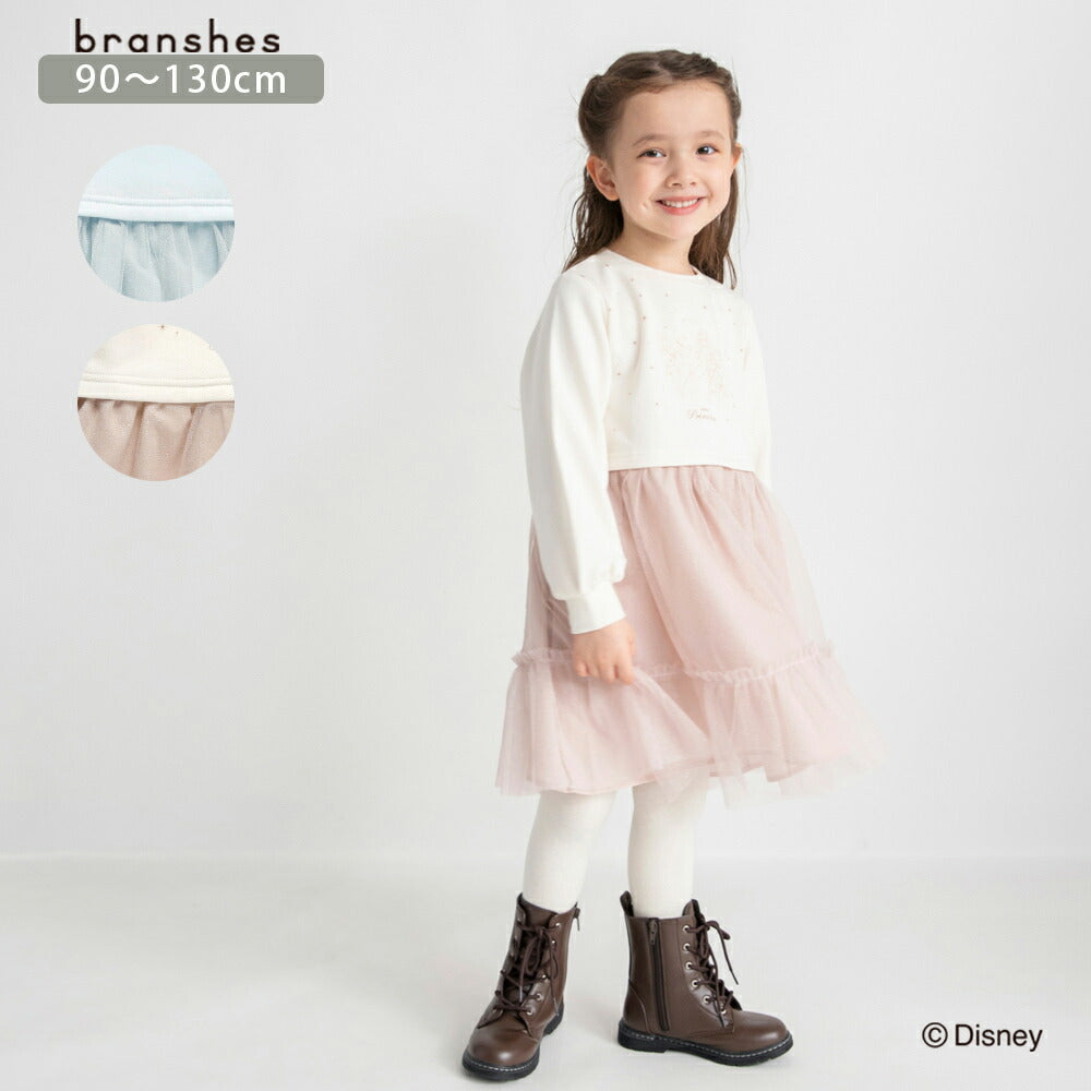 日本童裝 Branshes x Disney 抓毛拼紗連身裙 90-130cm 女童款 冬季 DRESSES