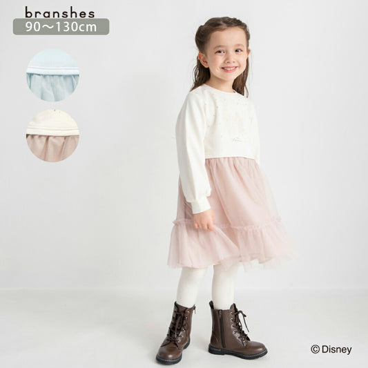 日本童裝 Branshes x Disney 抓毛拼紗連身裙 90-130cm 女童款 冬季 DRESSES