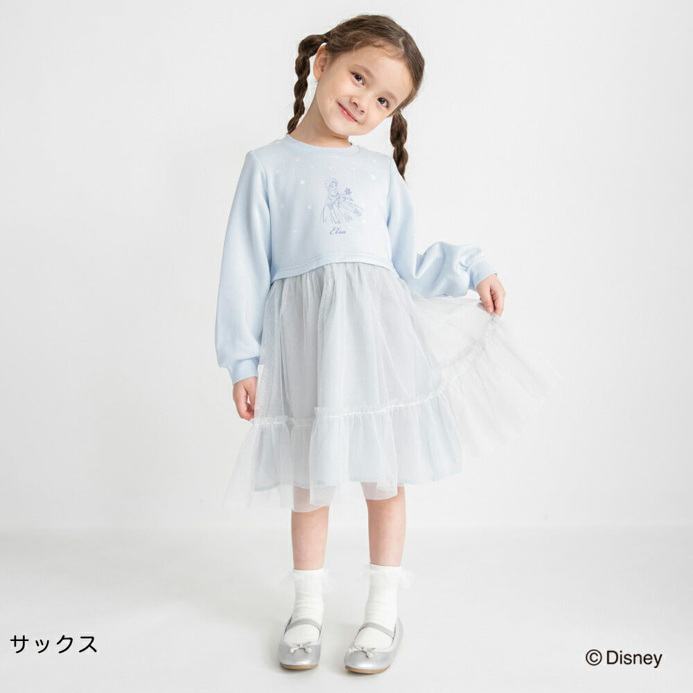 日本童裝 Branshes x Disney 抓毛拼紗連身裙 90-130cm 女童款 冬季 DRESSES