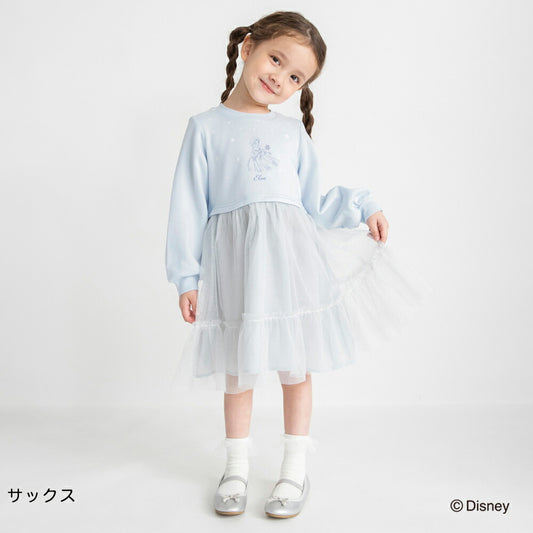 日本童裝 Branshes x Disney 抓毛拼紗連身裙 90-130cm 女童款 冬季 DRESSES