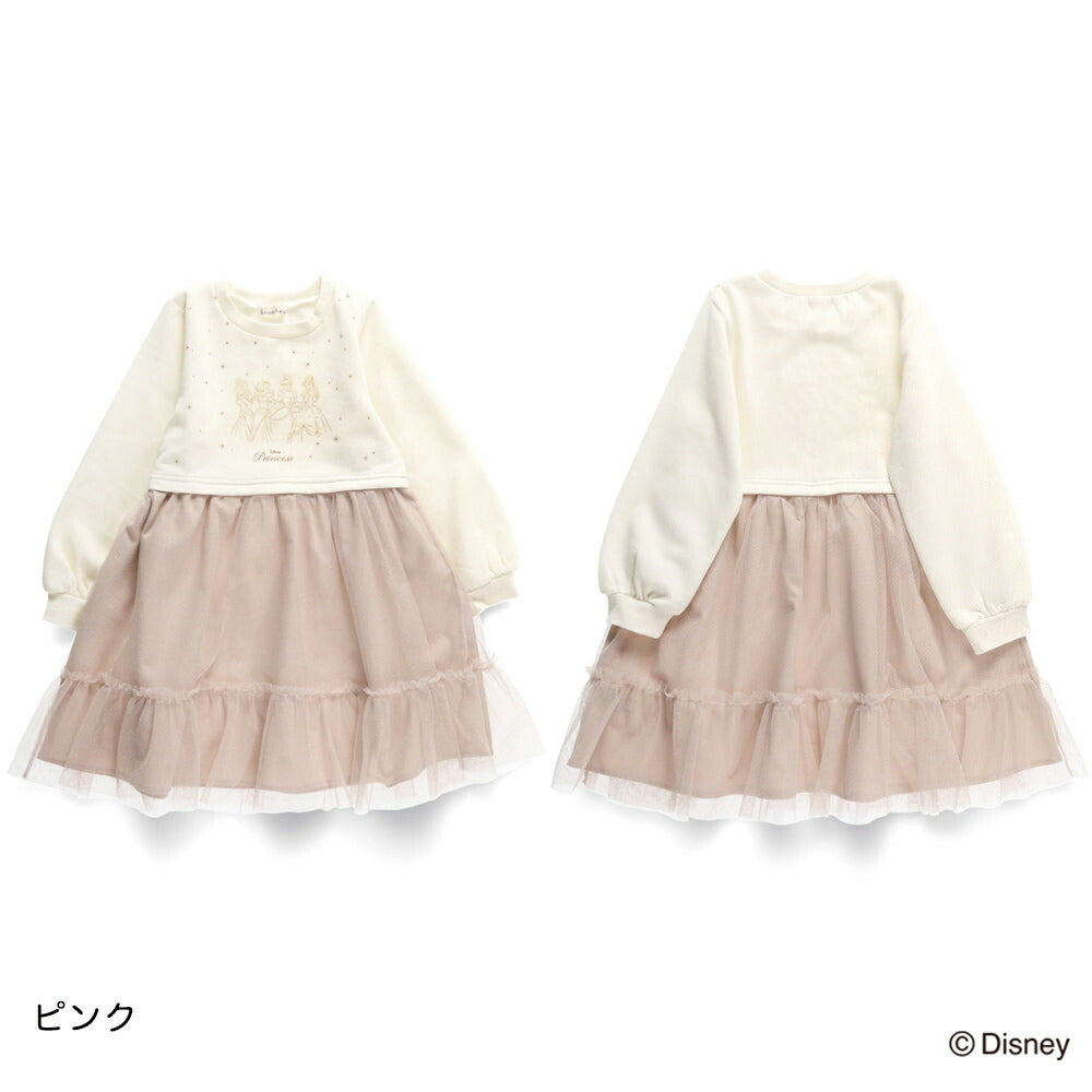 日本童裝 Branshes x Disney 抓毛拼紗連身裙 90-130cm 女童款 冬季 DRESSES