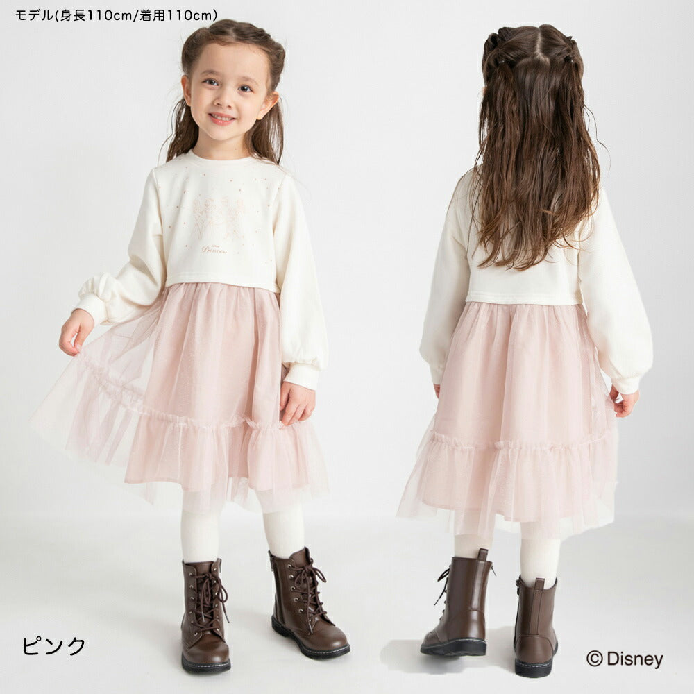 日本童裝 Branshes x Disney 抓毛拼紗連身裙 90-130cm 女童款 冬季 DRESSES