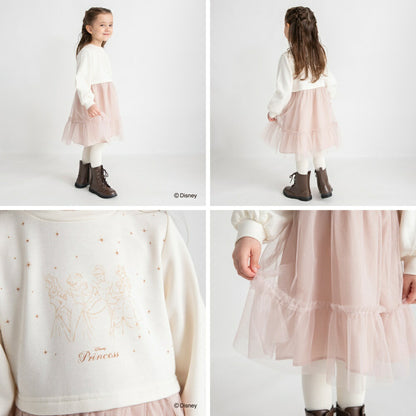 日本童裝 Branshes x Disney 抓毛拼紗連身裙 90-130cm 女童款 冬季 DRESSES
