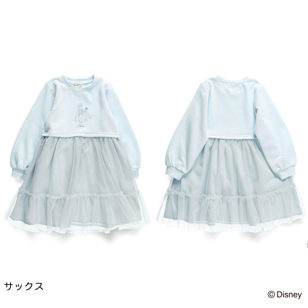 日本童裝 Branshes x Disney 抓毛拼紗連身裙 90-130cm 女童款 冬季 DRESSES