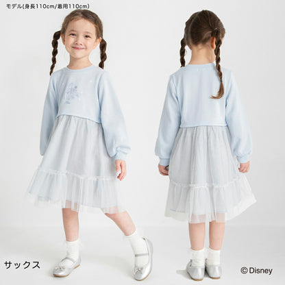 日本童裝 Branshes x Disney 抓毛拼紗連身裙 90-130cm 女童款 冬季 DRESSES
