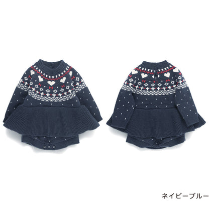 日本童裝 Branshes 針織連衣 60-80cm 初生嬰兒 女童款 冬季 Jumpsuit