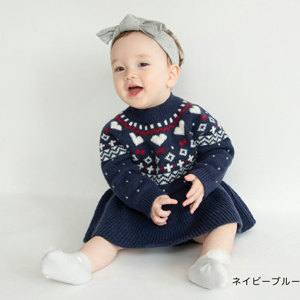 日本童裝 Branshes 針織連衣 60-80cm 初生嬰兒 女童款 冬季 Jumpsuit