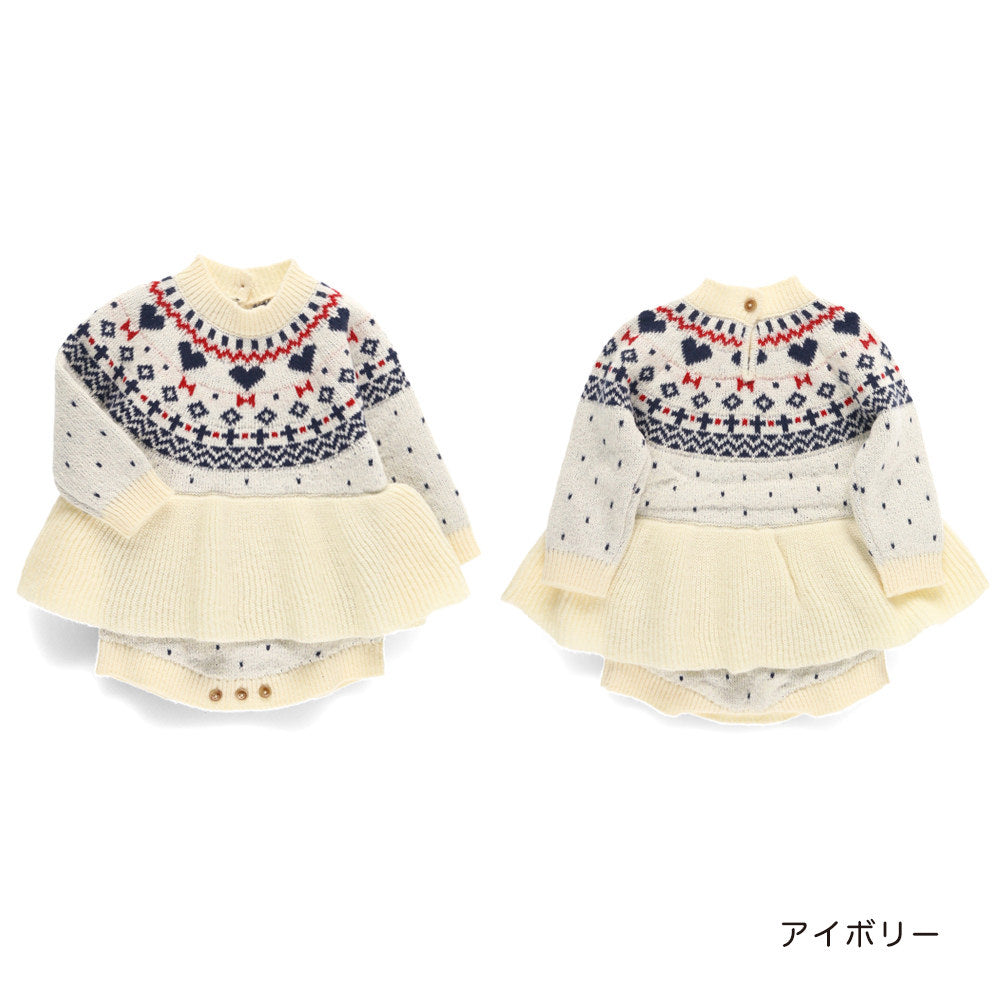 日本童裝 Branshes 針織連衣 60-80cm 初生嬰兒 女童款 冬季 Jumpsuit