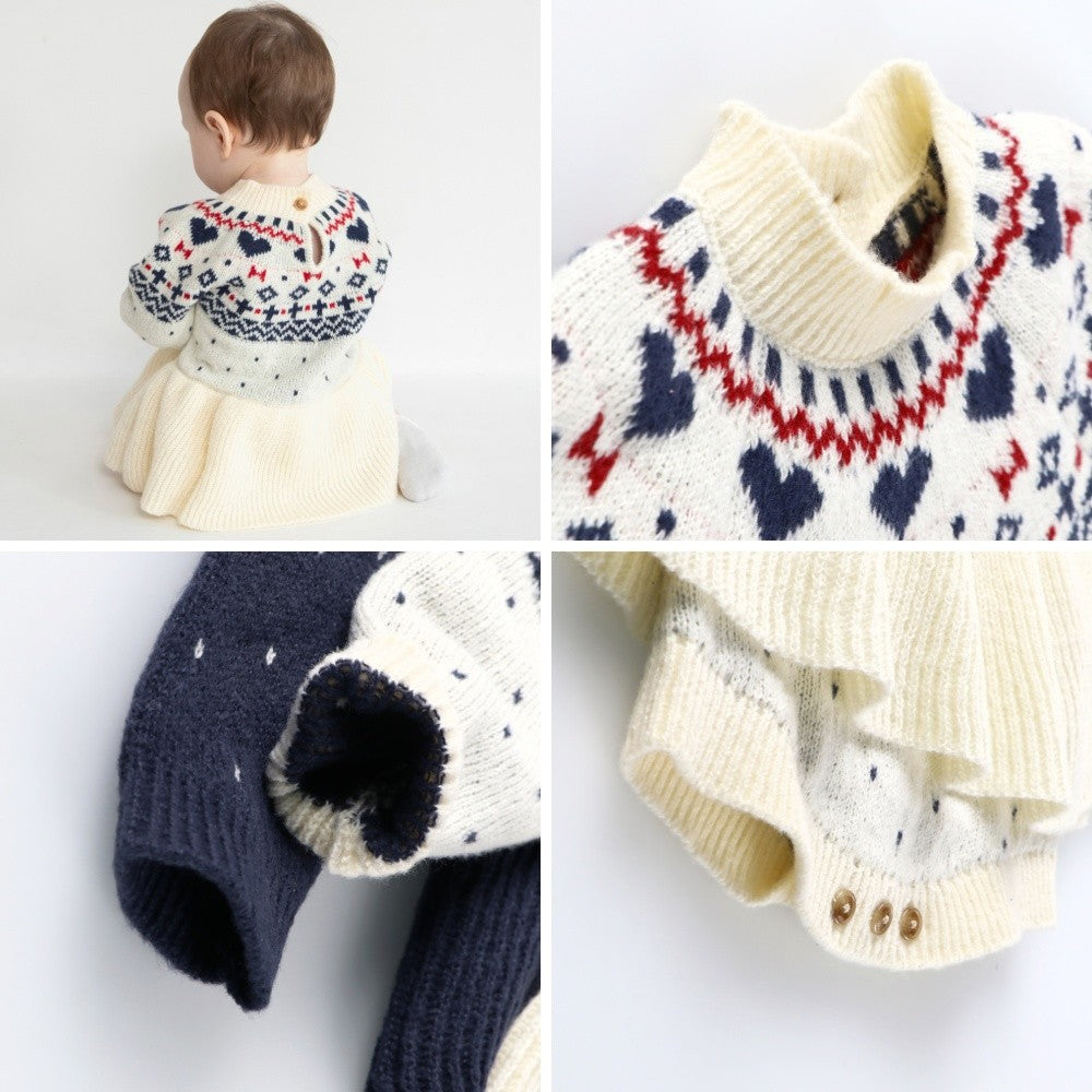 日本童裝 Branshes 針織連衣 60-80cm 初生嬰兒 女童款 冬季 Jumpsuit