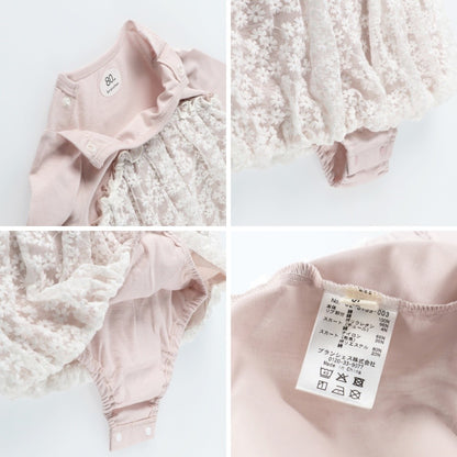 日本童裝 Branshes 花花薄紗連衣 70-80cm 女童款 初生嬰兒 冬季 Jumpsuit