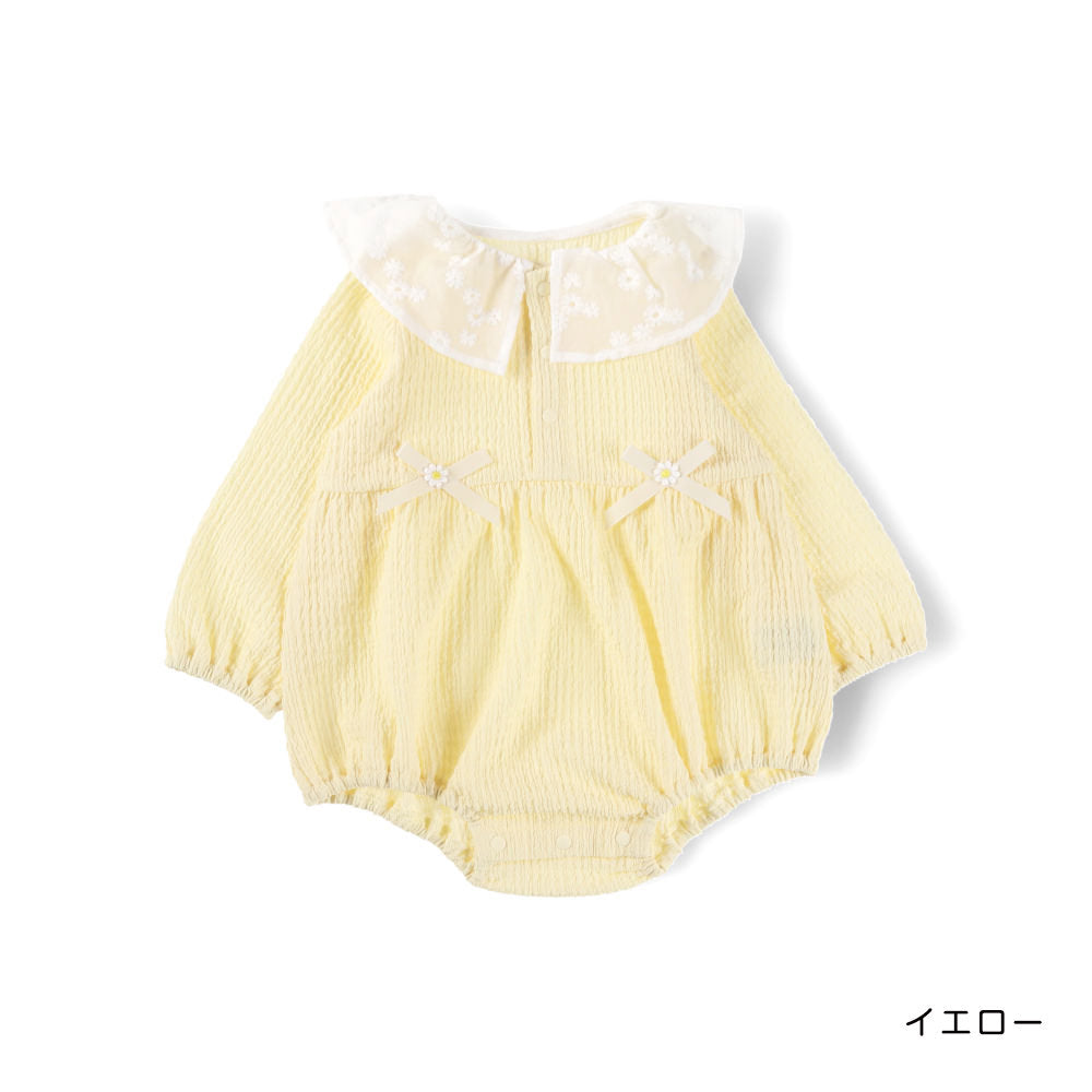 日本童裝 Branshes 花花翻領連衣 70-80cm 女童款 初生嬰兒 冬季 Jumpsuit