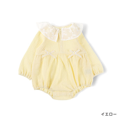 日本童裝 Branshes 花花翻領連衣 70-80cm 女童款 初生嬰兒 冬季 Jumpsuit