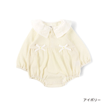 日本童裝 Branshes 花花翻領連衣 70-80cm 女童款 初生嬰兒 冬季 Jumpsuit