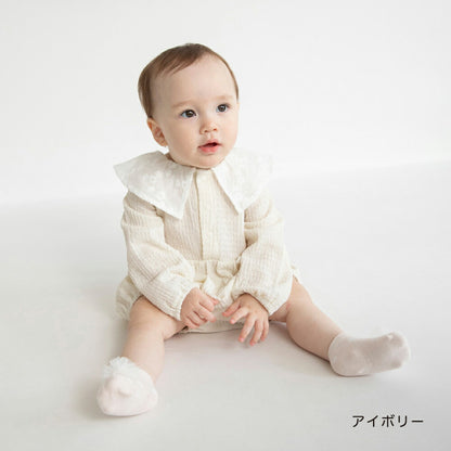 日本童裝 Branshes 花花翻領連衣 70-80cm 女童款 初生嬰兒 冬季 Jumpsuit