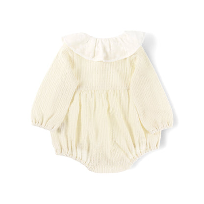 日本童裝 Branshes 花花翻領連衣 70-80cm 女童款 初生嬰兒 冬季 Jumpsuit