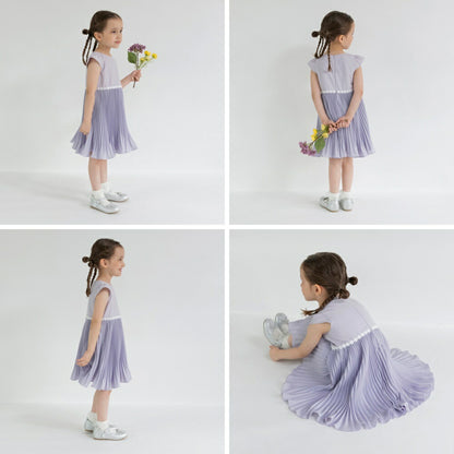 日本童裝 Branshes 百摺下擺連身裙 110-130cm 女童款 DRESSES 面試/宴會/表演