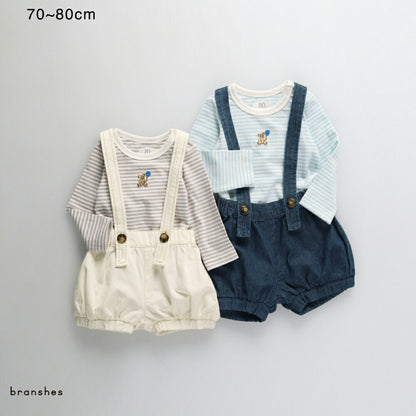 日本童裝 Branshes 吊帶連衣兩件套裝 70-80cm 男童款 初生嬰兒 冬季 Jumpsuit