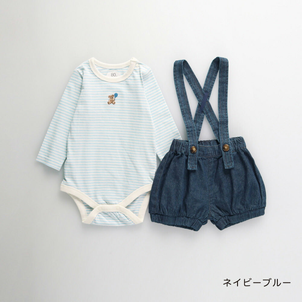 日本童裝 Branshes 吊帶連衣兩件套裝 70-80cm 男童款 初生嬰兒 冬季 Jumpsuit