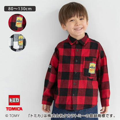 日本童裝 Branshes x TOMICA 格仔襯衫 80-130cm 男童款 冬季 TOPS 聖誕紅/新年紅