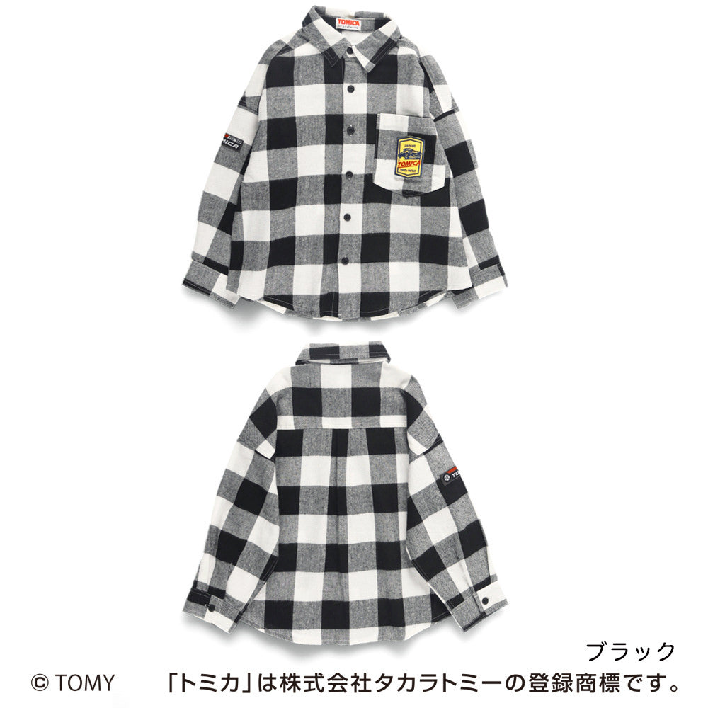 日本童裝 Branshes x TOMICA 格仔襯衫 80-130cm 男童款 冬季 TOPS 聖誕紅/新年紅