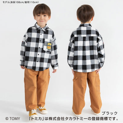 日本童裝 Branshes x TOMICA 格仔襯衫 80-130cm 男童款 冬季 TOPS 聖誕紅/新年紅