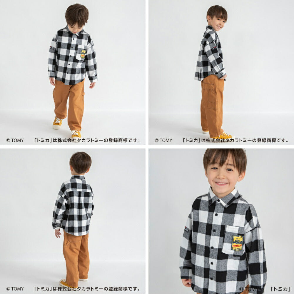 日本童裝 Branshes x TOMICA 格仔襯衫 80-130cm 男童款 冬季 TOPS 聖誕紅/新年紅