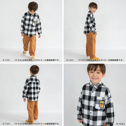 日本童裝 Branshes x TOMICA 格仔襯衫 80-130cm 男童款 冬季 TOPS 聖誕紅/新年紅