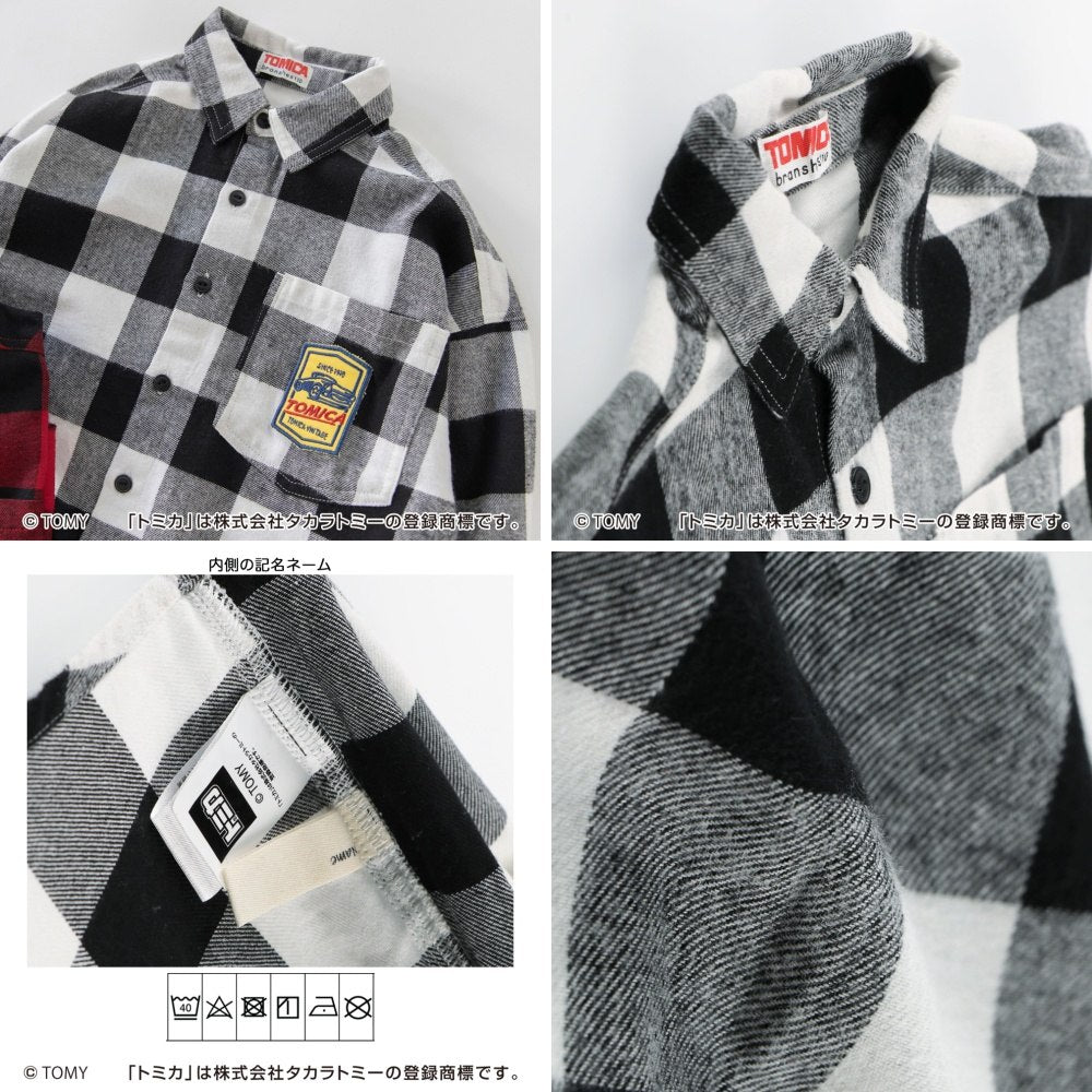 日本童裝 Branshes x TOMICA 格仔襯衫 80-130cm 男童款 冬季 TOPS 聖誕紅/新年紅