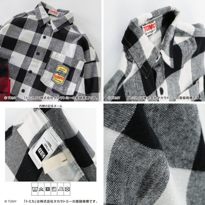 日本童裝 Branshes x TOMICA 格仔襯衫 80-130cm 男童款 冬季 TOPS 聖誕紅/新年紅