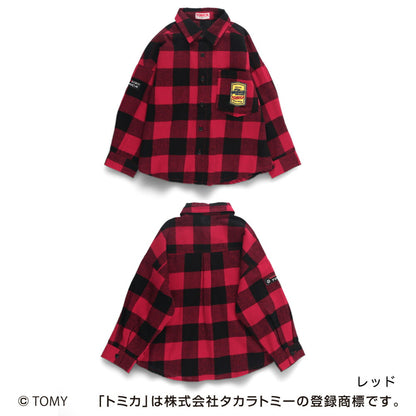 日本童裝 Branshes x TOMICA 格仔襯衫 80-130cm 男童款 冬季 TOPS 聖誕紅/新年紅