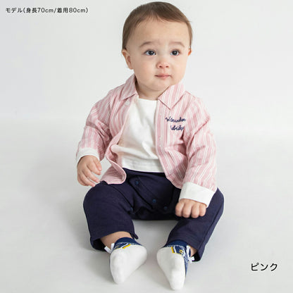 日本童裝 Branshes 拼色襯衫連衣 70-80cm 初生嬰兒 女童款 春季 Jumpsuit 新之春