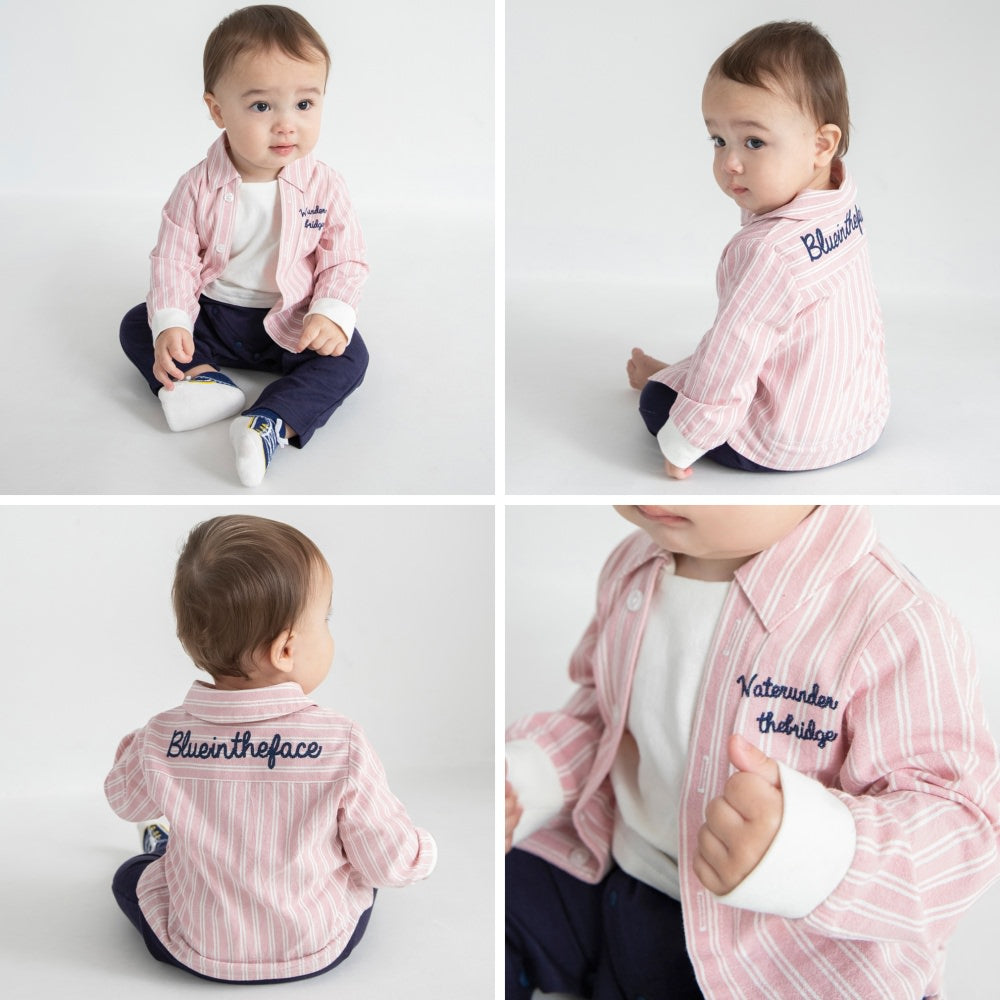 日本童裝 Branshes 拼色襯衫連衣 70-80cm 初生嬰兒 女童款 春季 Jumpsuit 新之春