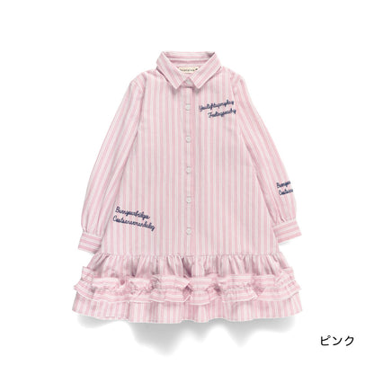 日本童裝 Branshes 花邊襯衫連身裙 80-150cm 女童款 春季 DRESSES 新之春