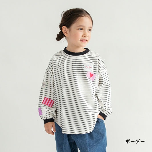 日本童裝 Branshes 貼布長袖上衣 100-150cm 女童款 春季 TOPS