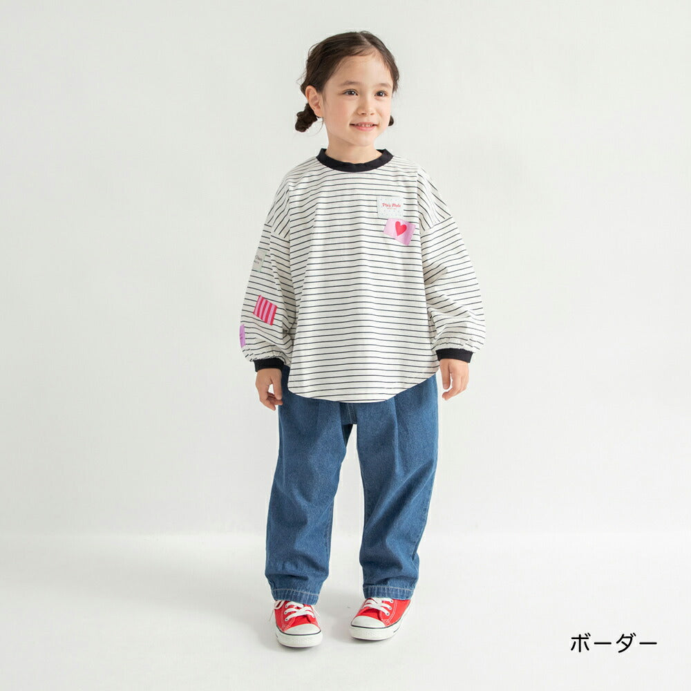 日本童裝 Branshes 貼布長袖上衣 100-150cm 女童款 春季 TOPS