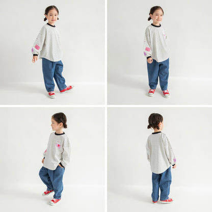 日本童裝 Branshes 貼布長袖上衣 100-150cm 女童款 春季 TOPS