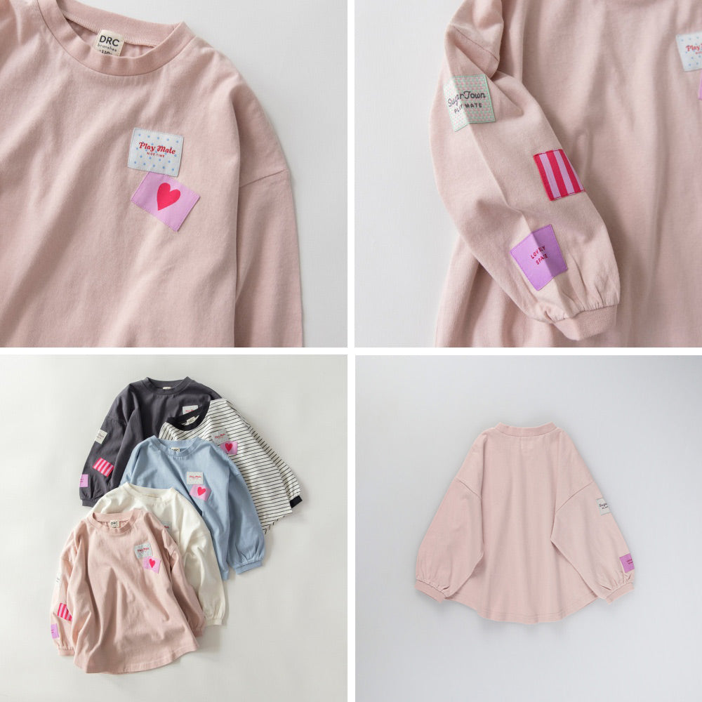 日本童裝 Branshes 貼布長袖上衣 100-150cm 女童款 春季 TOPS