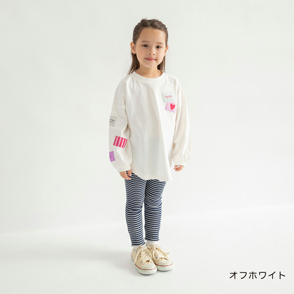 日本童裝 Branshes 貼布長袖上衣 100-150cm 女童款 春季 TOPS